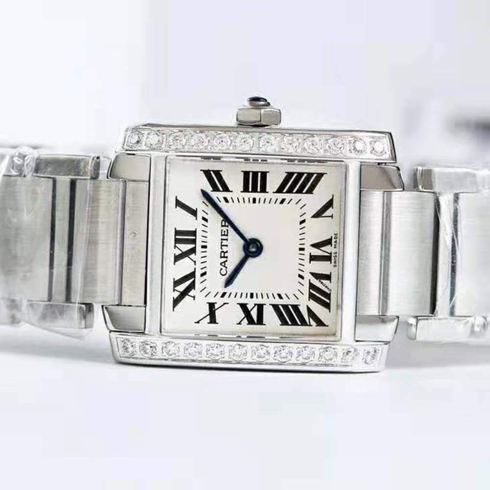 Cartier Women Tank Française Watch Medium Model Quartz Movement in Steel-Silver (4)