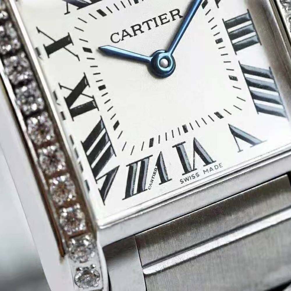 Cartier Women Tank Française Watch Medium Model Quartz Movement in Steel-Silver (6)