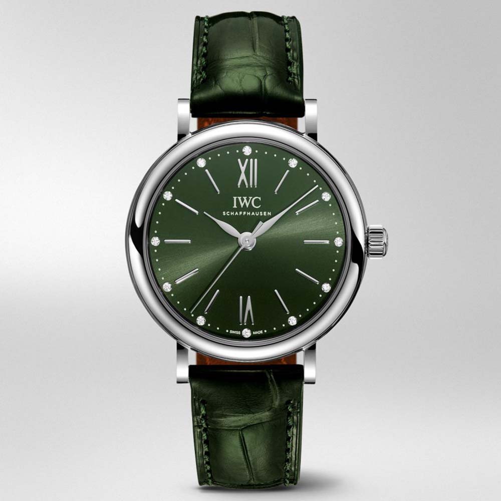 IWC Women Portofino Automatic 34 mm in Stainless Steel Case-Green (1)