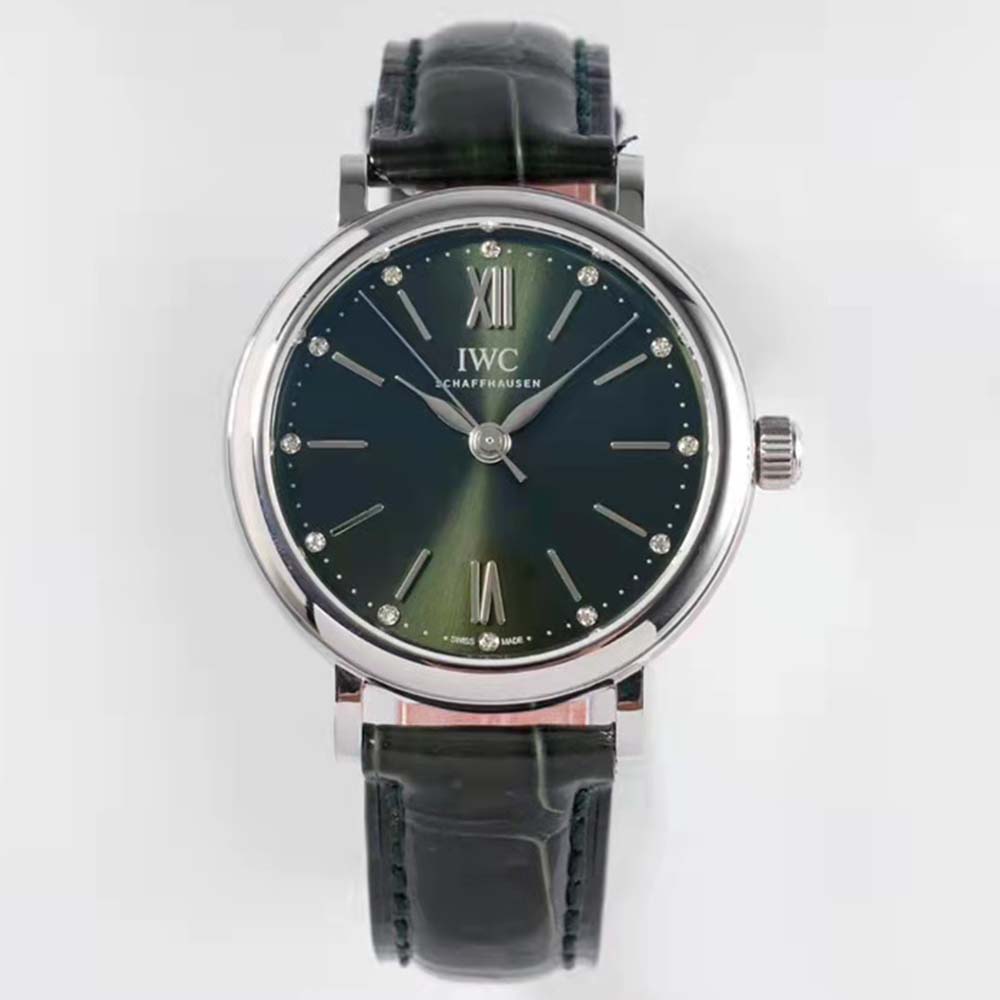 IWC Women Portofino Automatic 34 mm in Stainless Steel Case-Green (2)