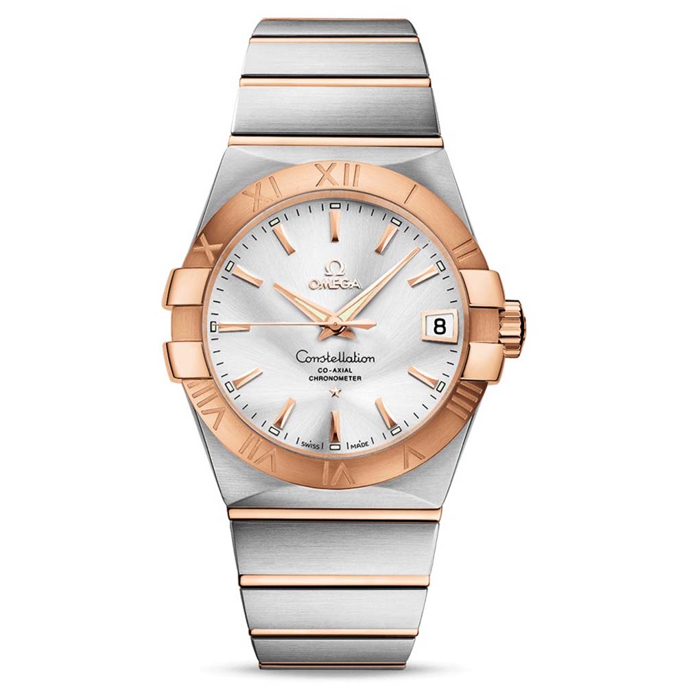 Omega Men Constellation Co‑Axial Chronometer 38 mm in Steel ‑ Red Gold-Silver (1)