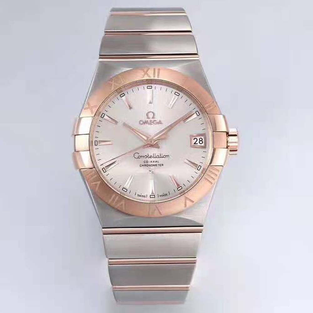 Omega Men Constellation Co‑Axial Chronometer 38 mm in Steel ‑ Red Gold-Silver (2)