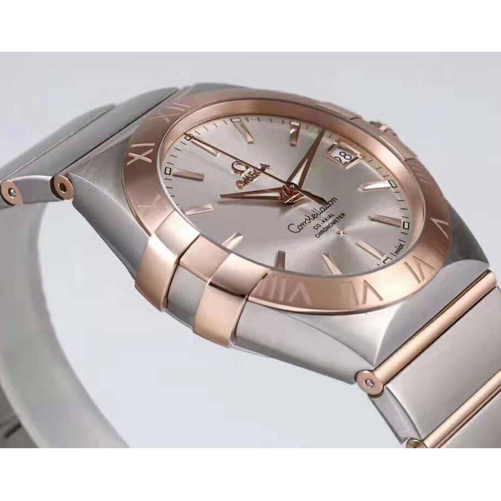 Omega Men Constellation Co‑Axial Chronometer 38 mm in Steel ‑ Red Gold-Silver (5)