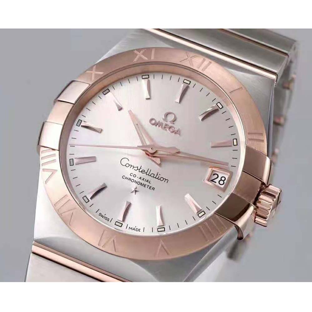 Omega Men Constellation Co‑Axial Chronometer 38 mm in Steel ‑ Red Gold-Silver (6)
