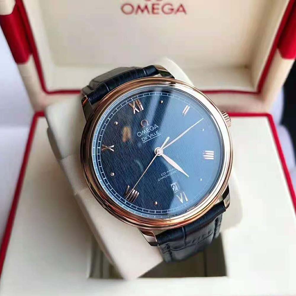 Omega Men De Ville Prestige Co‑Axial Chronometer 39.5 mm in Steel ‑ Red Gold-Blue (2)