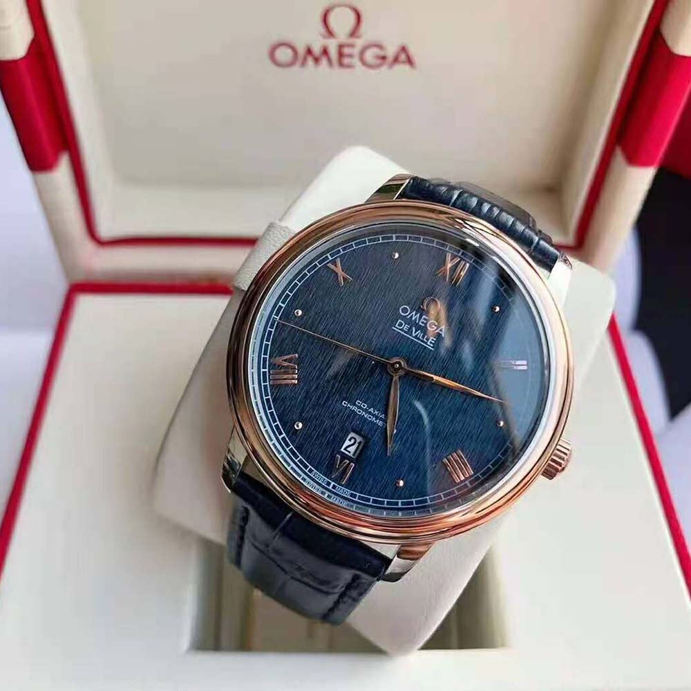 Omega Men De Ville Prestige Co‑Axial Chronometer 39.5 mm in Steel ‑ Red Gold-Blue (3)
