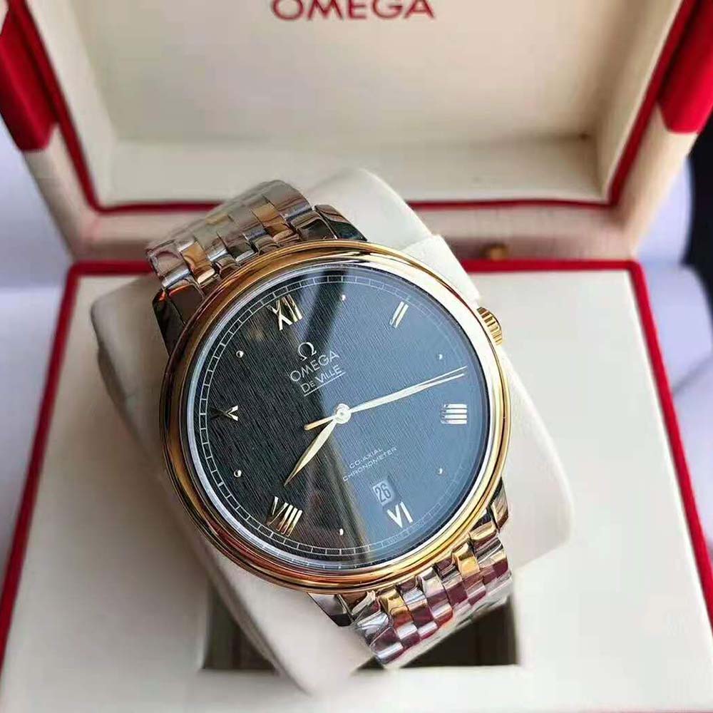 Omega Men De Ville Prestige Co‑Axial Chronometer 39.5 mm in Steel ‑ Yellow Gold-Black (2)