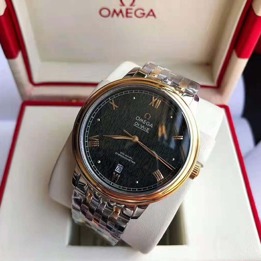 Omega Men De Ville Prestige Co‑Axial Chronometer 39.5 mm in Steel ‑ Yellow Gold-Black (3)