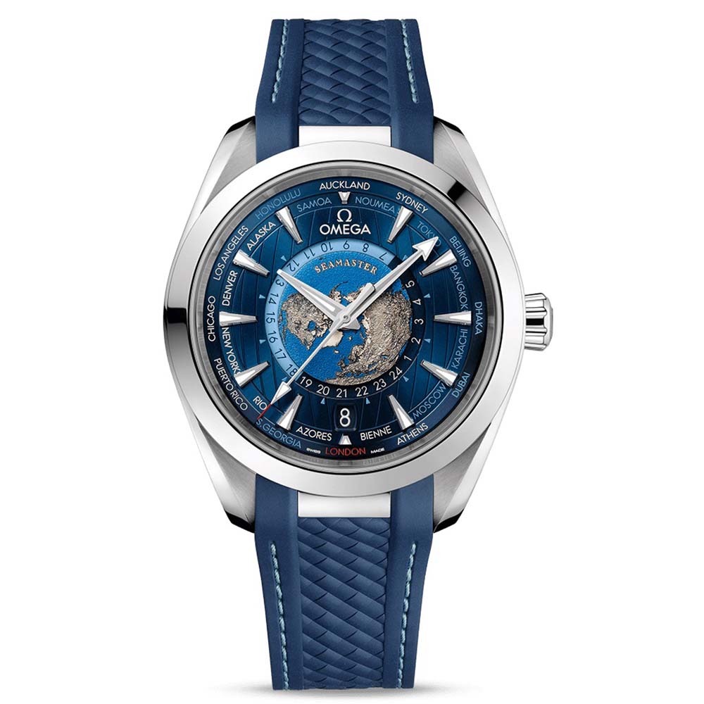 Omega Men Seamaster Aqua Terra 150M Co‑Axial Master Chronometer GMT Worldtimer 43 mm-Blue (1)