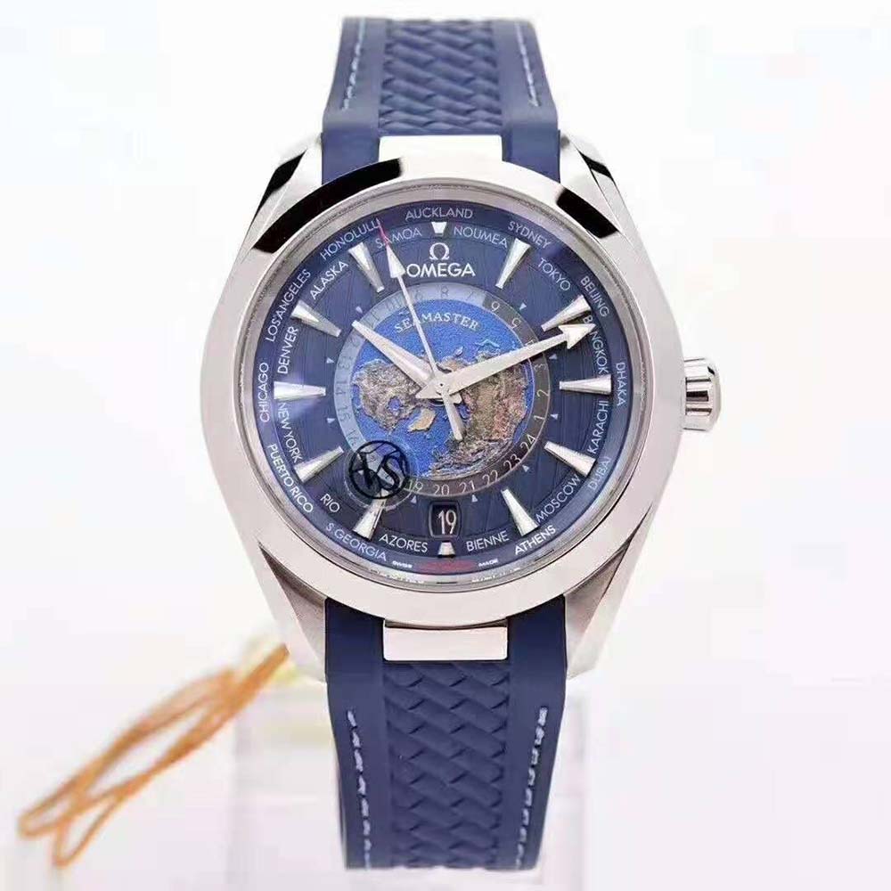 Omega Men Seamaster Aqua Terra 150M Co‑Axial Master Chronometer GMT Worldtimer 43 mm-Blue (2)