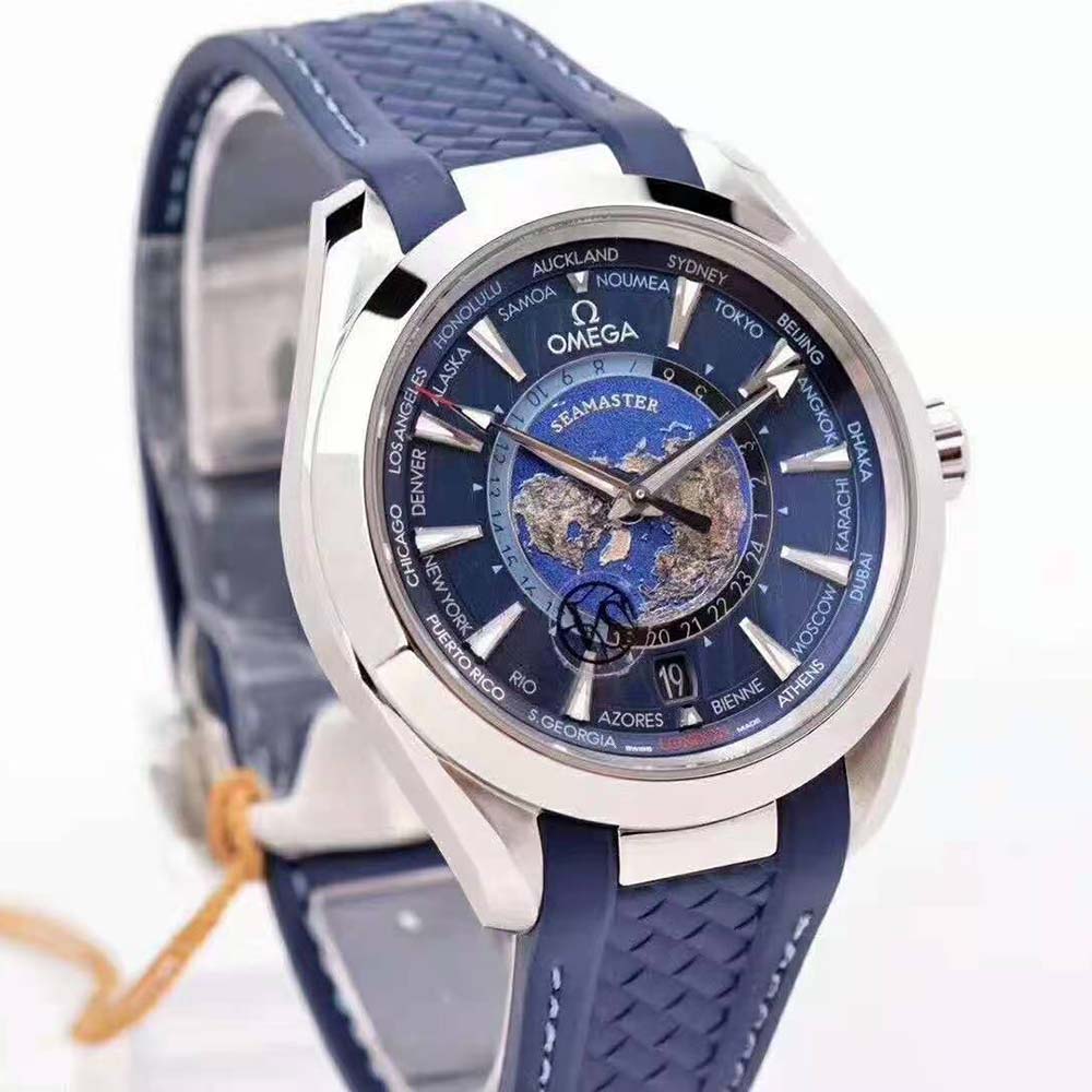 Omega Men Seamaster Aqua Terra 150M Co‑Axial Master Chronometer GMT Worldtimer 43 mm-Blue (3)
