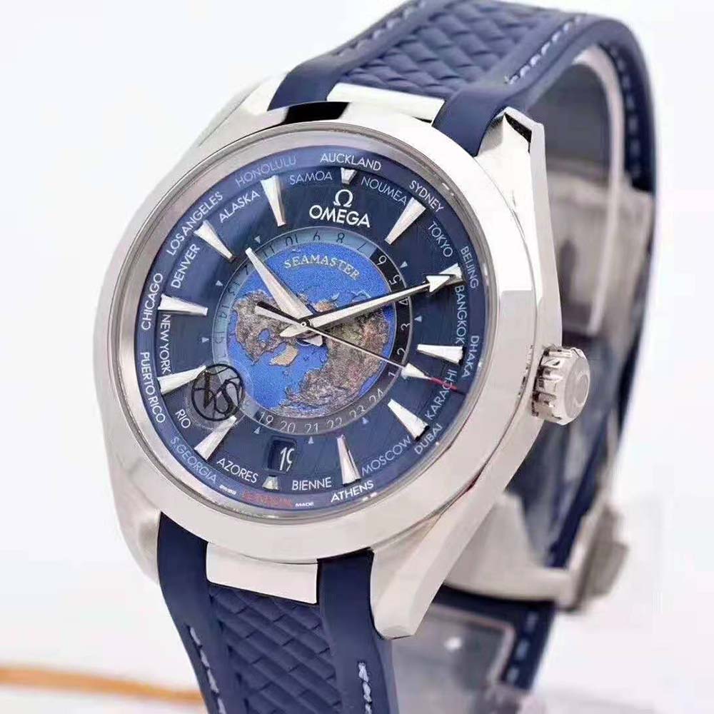 Omega Men Seamaster Aqua Terra 150M Co‑Axial Master Chronometer GMT Worldtimer 43 mm-Blue (4)