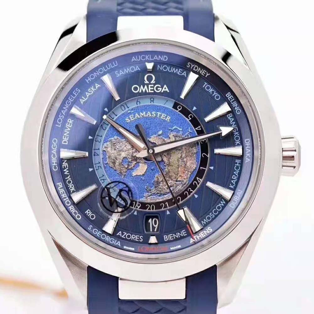 Omega Men Seamaster Aqua Terra 150M Co‑Axial Master Chronometer GMT Worldtimer 43 mm-Blue (5)