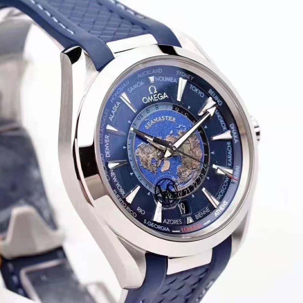Omega Men Seamaster Aqua Terra 150M Co‑Axial Master Chronometer GMT Worldtimer 43 mm-Blue (6)