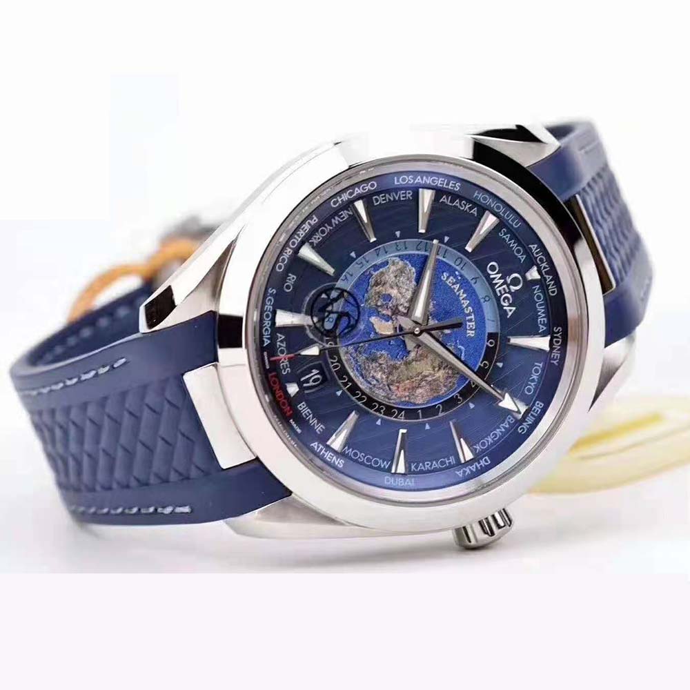 Omega Men Seamaster Aqua Terra 150M Co‑Axial Master Chronometer GMT Worldtimer 43 mm-Blue (7)