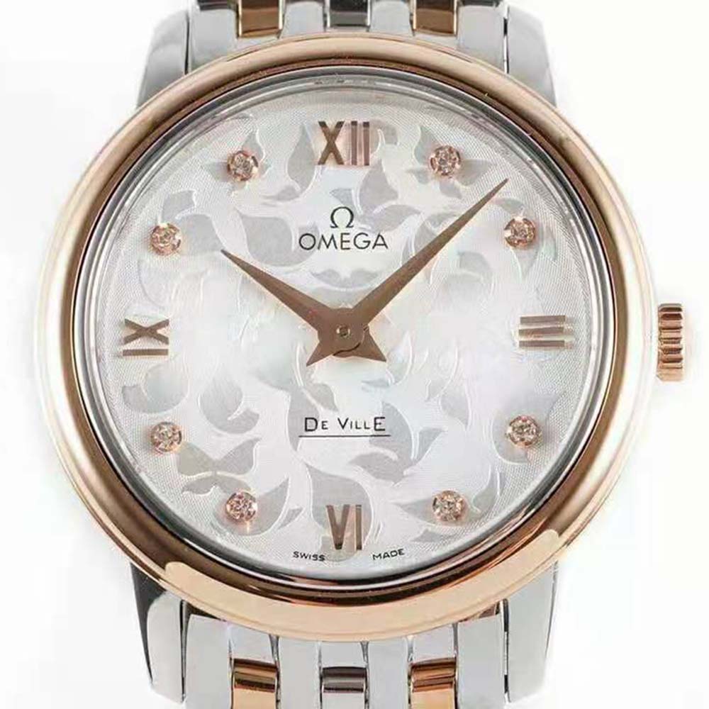 Omega Women De Ville Prestige Quartz 27.4 mm in Steel ‑ Red Gold-Silver (4)