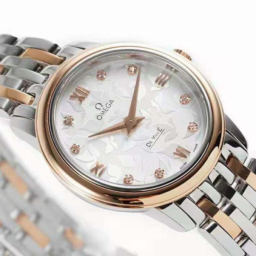 Omega Women De Ville Prestige Quartz 27.4 mm in Steel ‑ Red Gold-Silver (5)