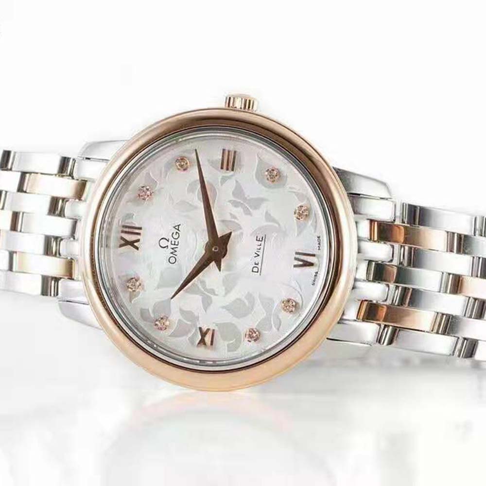 Omega Women De Ville Prestige Quartz 27.4 mm in Steel ‑ Red Gold-Silver (7)