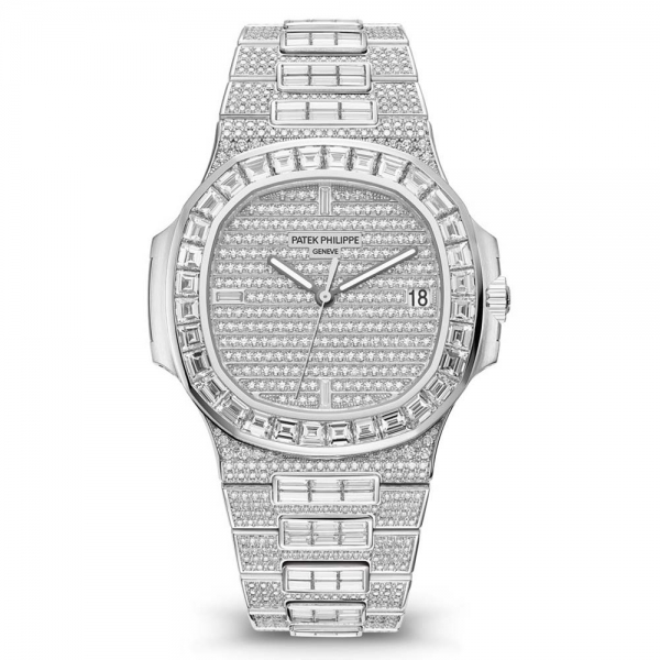 Patek Philippe Men Nautilus Self-winding 40 mm in White Gold-Silver