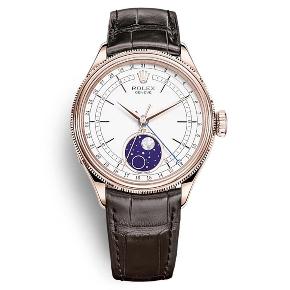 Rolex Men Cellini Moonphase Classic Watches 39 mm in 18 ct Everose Gold-White (1)
