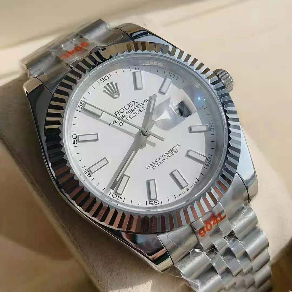 Rolex Men Datejust Classic Watches Oyster 41 mm in Oystersteel and White Gold (4)