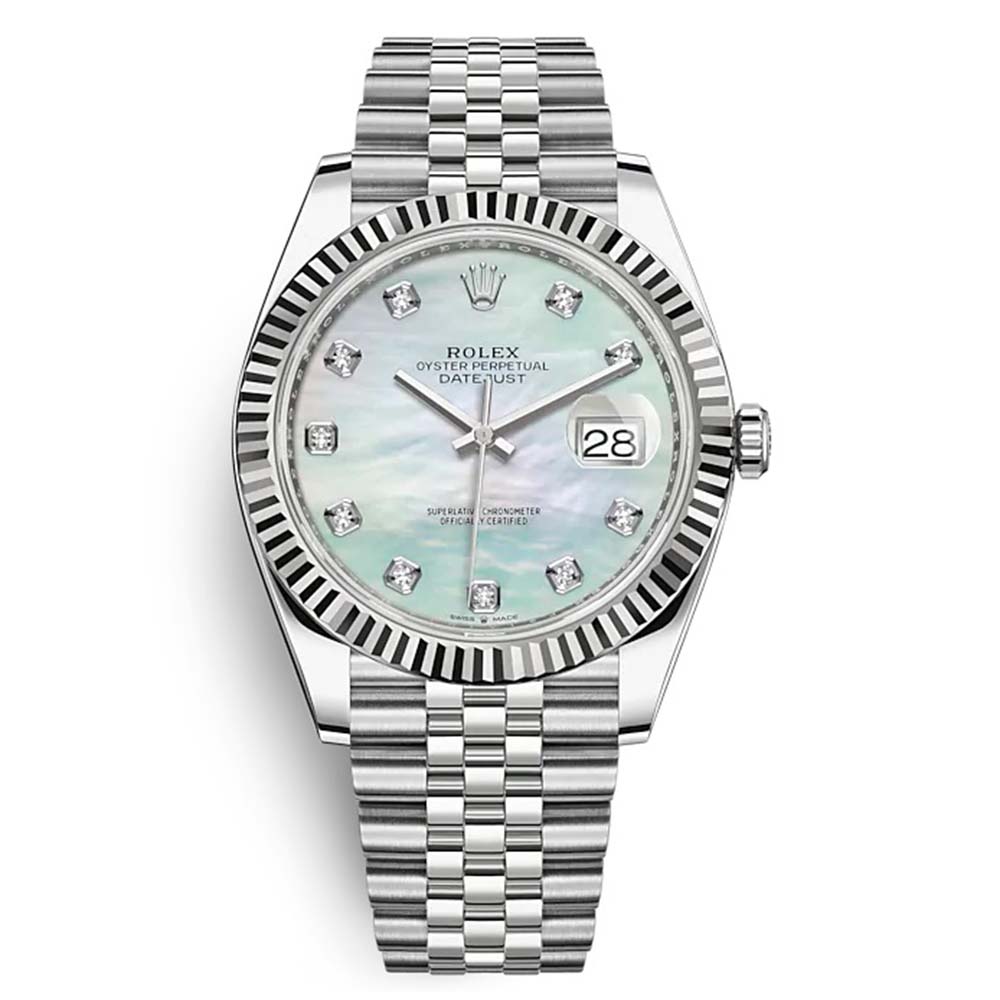 Rolex Men Datejust Classic Watches Oyster 41 mm in Oystersteel and White Gold-Silver (1)