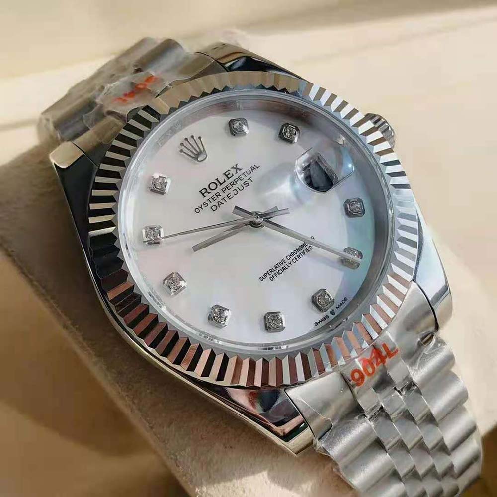 Rolex Men Datejust Classic Watches Oyster 41 mm in Oystersteel and White Gold-Silver (4)
