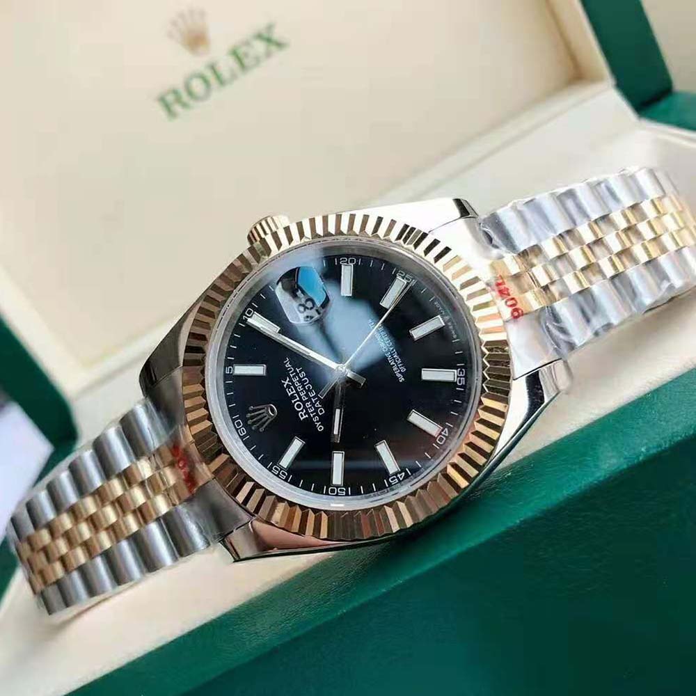 Rolex Men Datejust Classic Watches Oyster 41 mm in Oystersteel and Yellow Gold-Black (4)