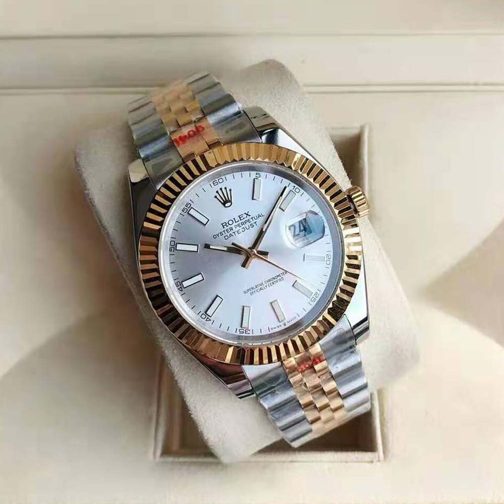 Rolex Men Datejust Classic Watches Oyster 41 mm in Oystersteel and Yellow Gold-Silver (2)