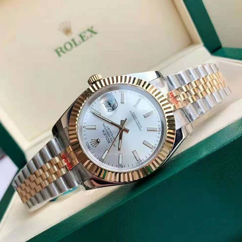 Rolex Men Datejust Classic Watches Oyster 41 mm in Oystersteel and Yellow Gold-Silver (4)