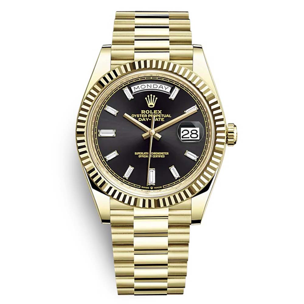 Rolex Men Day-Date Classic Watches Oyster 40 mm in Yellow Gold-Black (1)