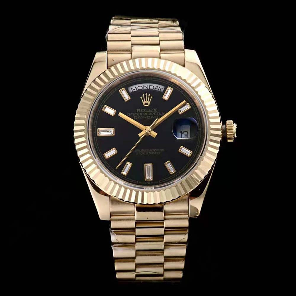 Rolex Men Day-Date Classic Watches Oyster 40 mm in Yellow Gold-Black (2)