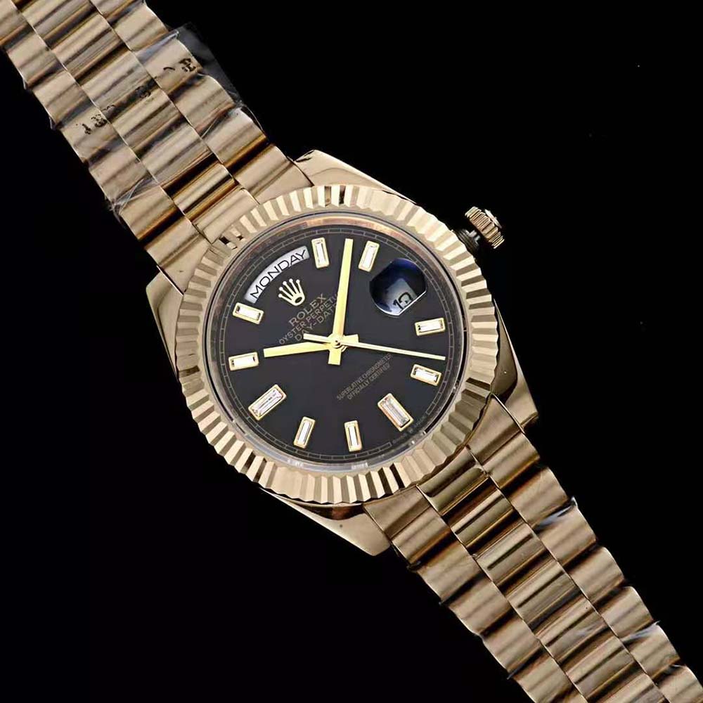 Rolex Men Day-Date Classic Watches Oyster 40 mm in Yellow Gold-Black (3)