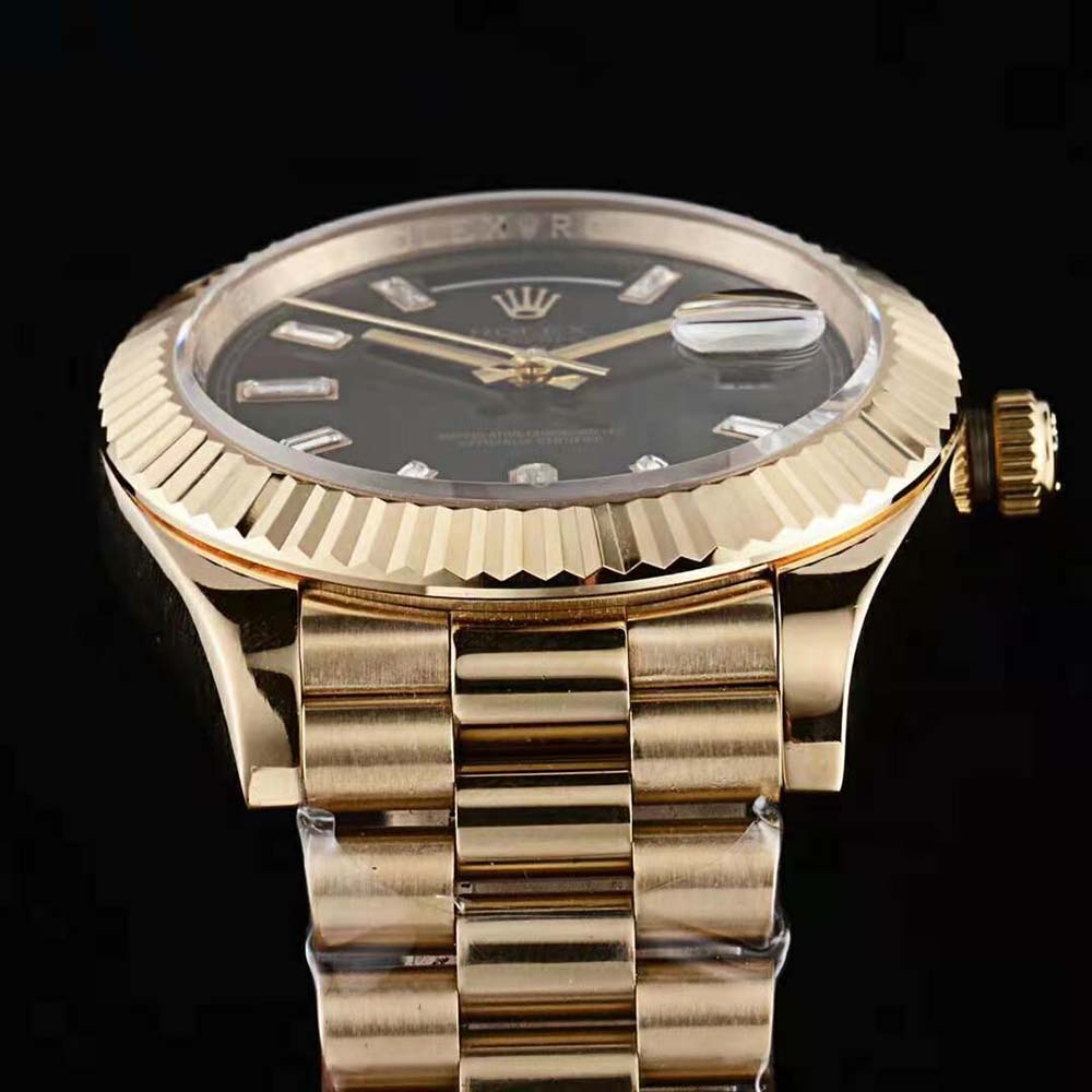 Rolex Men Day-Date Classic Watches Oyster 40 mm in Yellow Gold-Black (6)