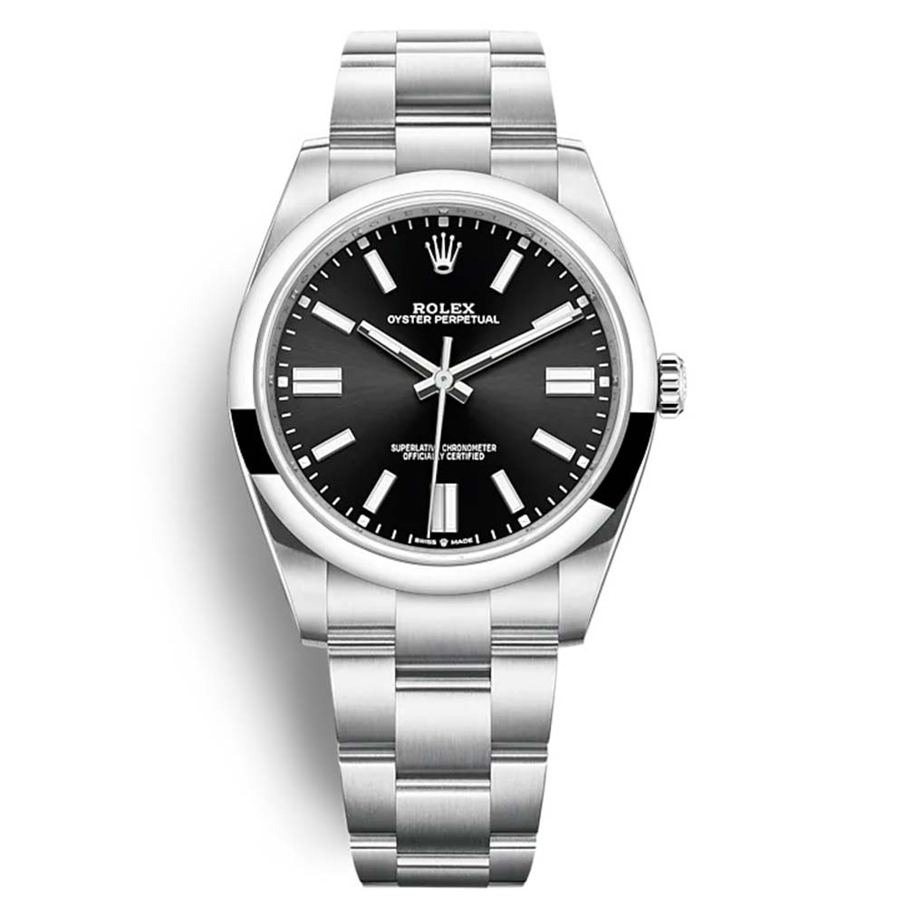 Rolex Men Oyster Perpetual Classic Watches 41 mm in Oystersteel-Black (1)