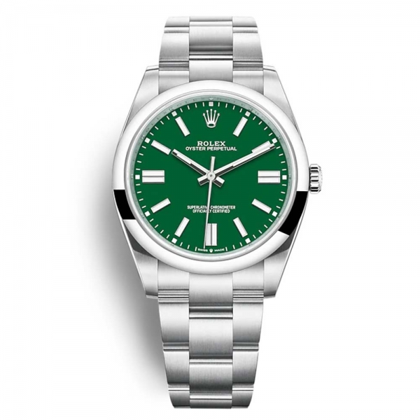 Rolex Men Oyster Perpetual Classic Watches 41 mm in Oystersteel-Green