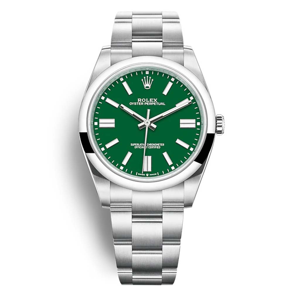 Rolex Men Oyster Perpetual Classic Watches 41 mm in Oystersteel-Green (1)