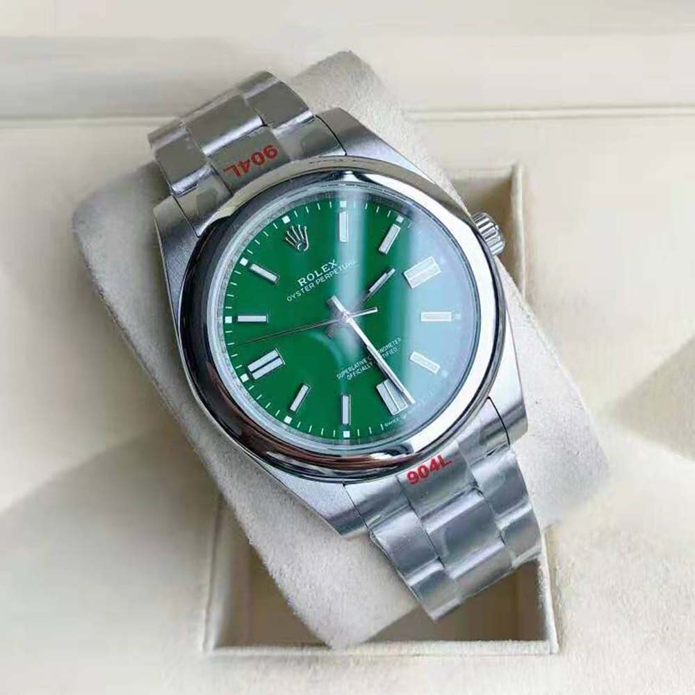 Rolex Men Oyster Perpetual Classic Watches 41 mm in Oystersteel-Green (2)