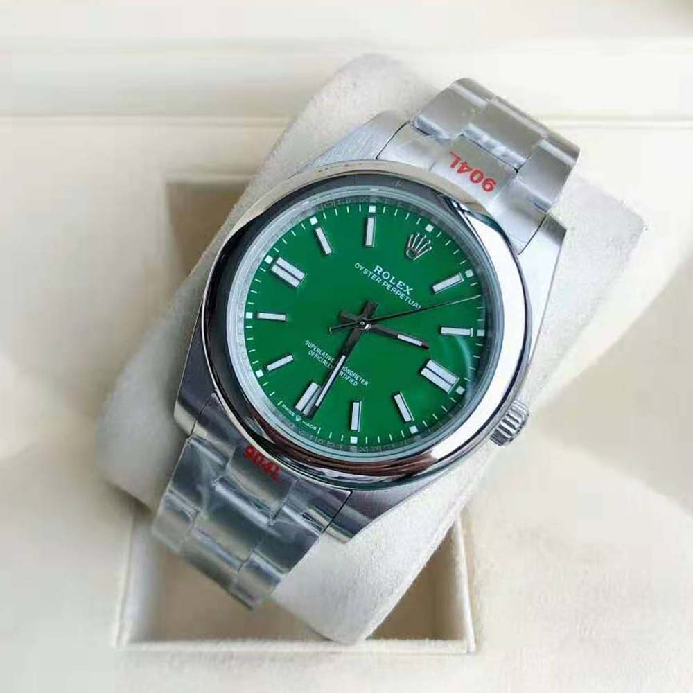 Rolex Men Oyster Perpetual Classic Watches 41 mm in Oystersteel-Green (3)