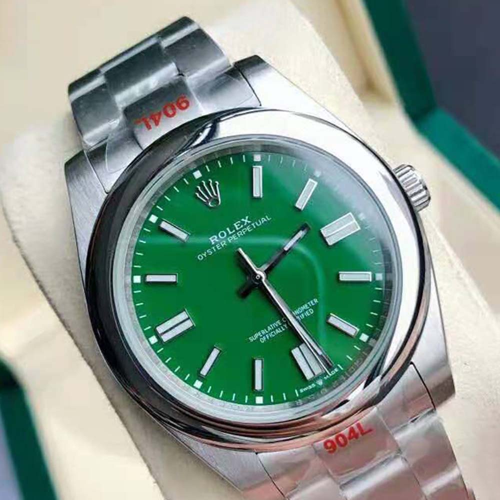 Rolex Men Oyster Perpetual Classic Watches 41 mm in Oystersteel-Green (4)