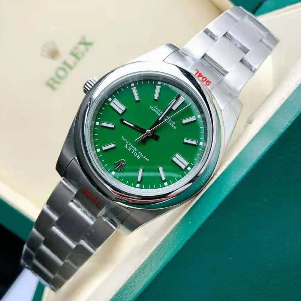 Rolex Men Oyster Perpetual Classic Watches 41 mm in Oystersteel-Green (5)