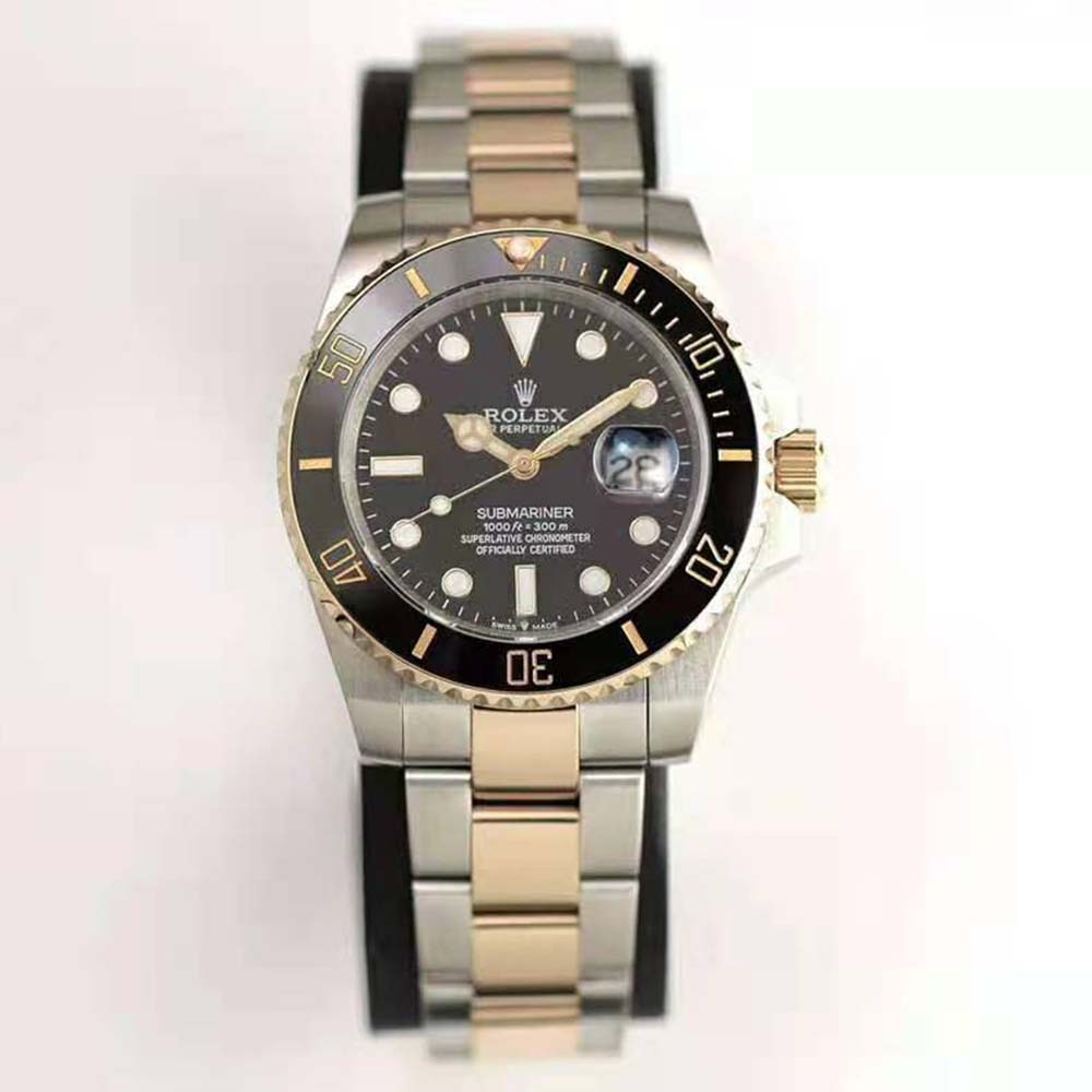 Rolex Men Submariner Date Professional Watches Oyster 41 mm in Oystersteel and Yellow Gold-Black (2)
