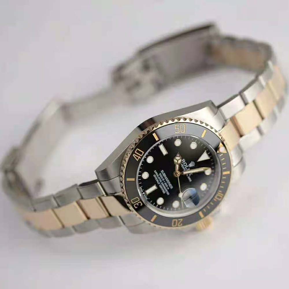 Rolex Men Submariner Date Professional Watches Oyster 41 mm in Oystersteel and Yellow Gold-Black (3)