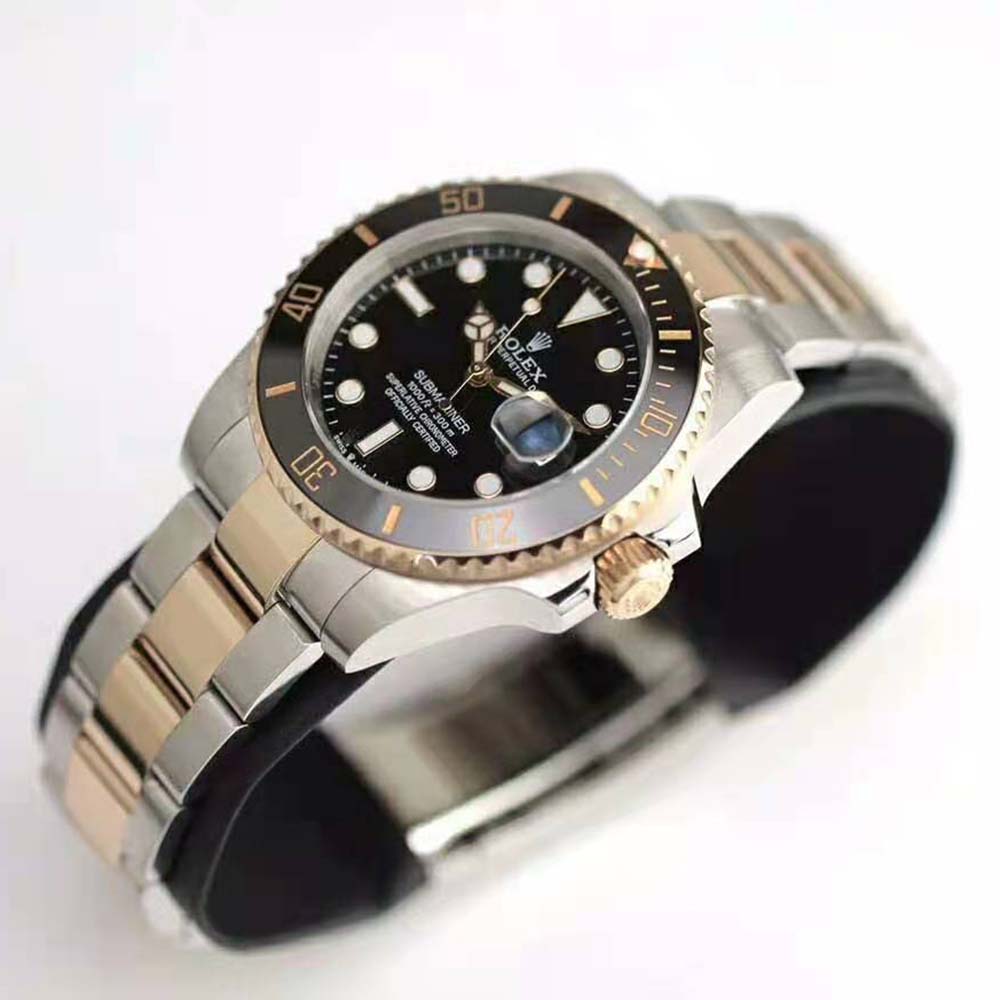 Rolex Men Submariner Date Professional Watches Oyster 41 mm in Oystersteel and Yellow Gold-Black (4)