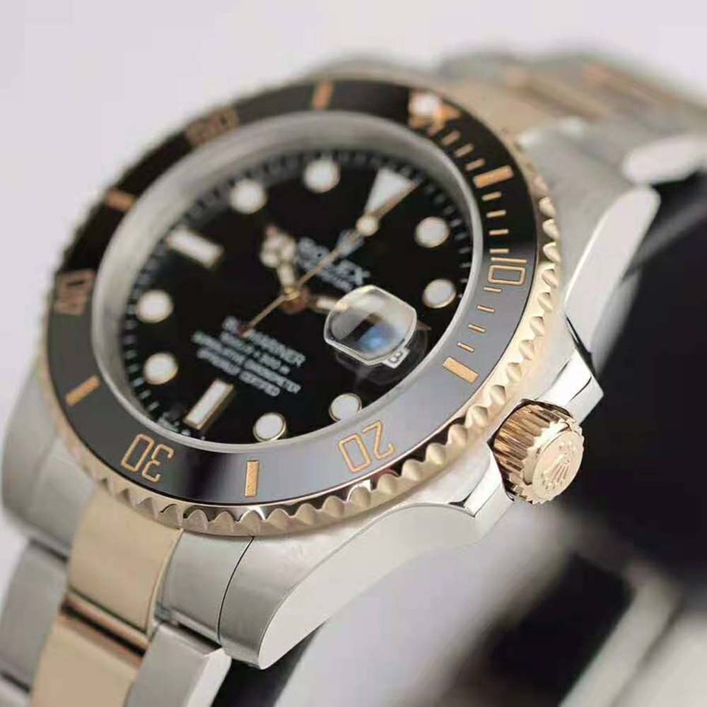 Rolex Men Submariner Date Professional Watches Oyster 41 mm in Oystersteel and Yellow Gold-Black (6)
