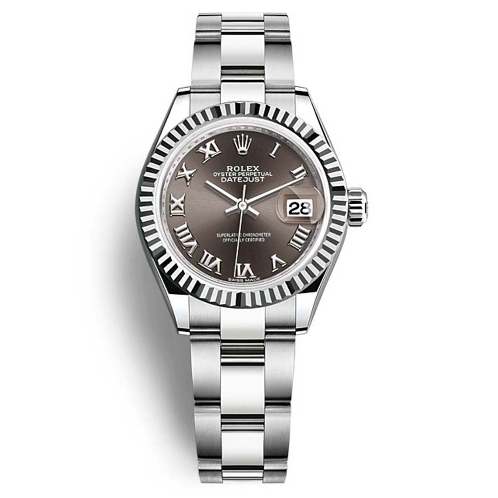 Rolex Women Lady-Datejust Classic Watches Oyster 28 mm in Oystersteel and White Gold-Grey (1)