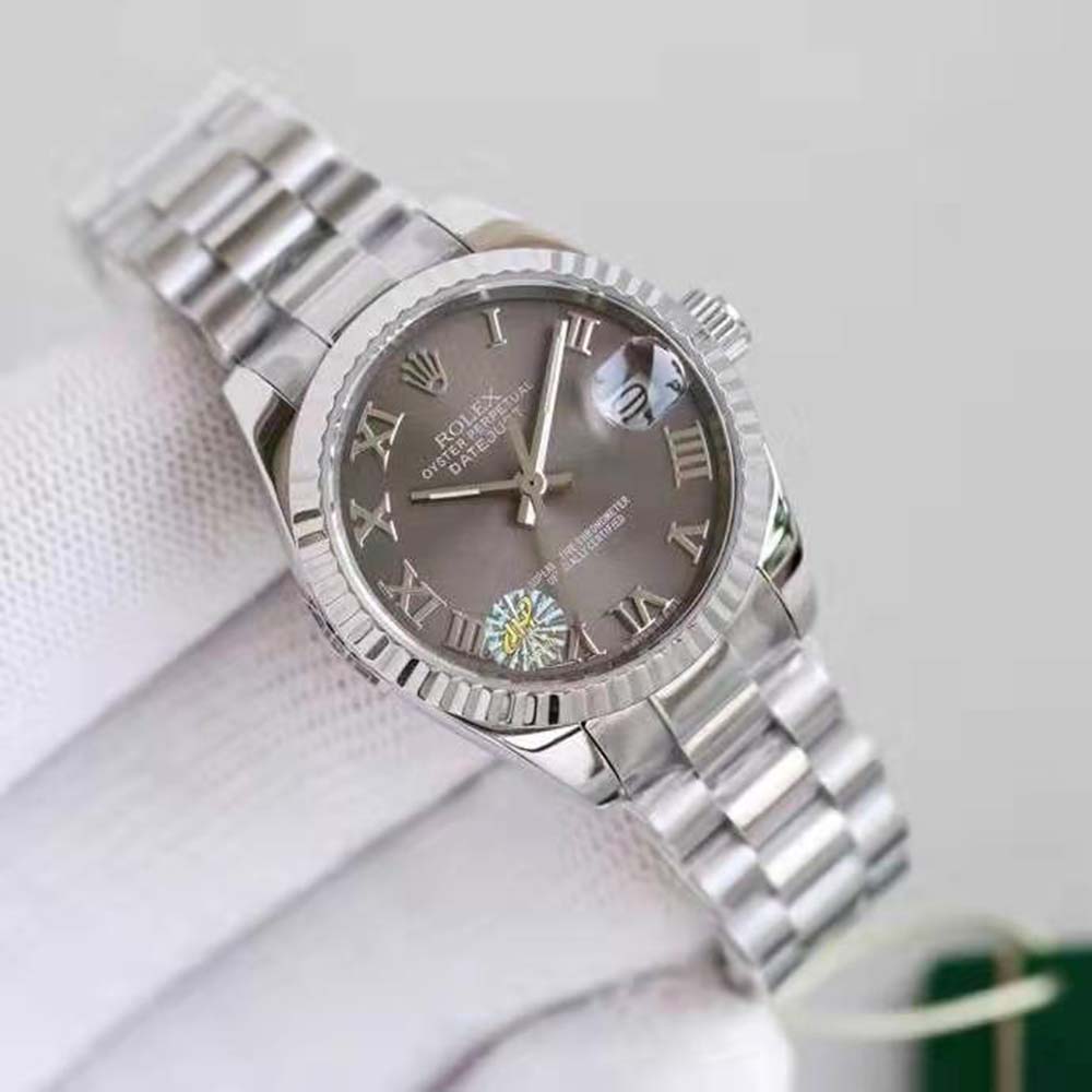 Rolex Women Lady-Datejust Classic Watches Oyster 28 mm in Oystersteel and White Gold-Grey (2)