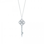 Tiffany Keys Tiffany Victoria Key Pendant in Platinum with Diamonds-Silver