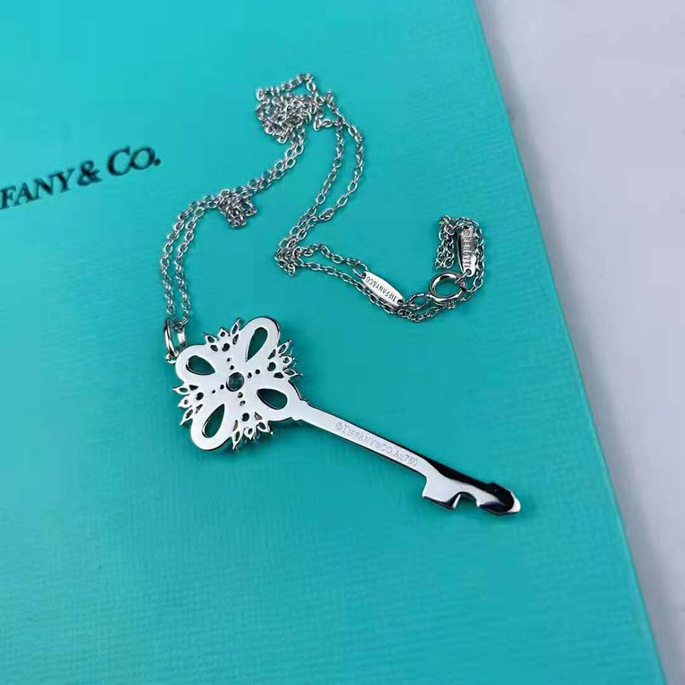 Tiffany Keys Tiffany Victoria Key Pendant in Platinum with Diamonds-Silver (4)