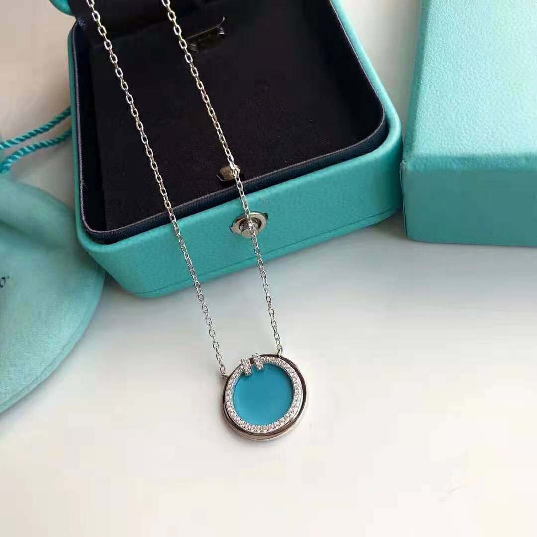 Tiffany T Diamond and Turquoise Circle Pendant in White Gold-Blue (2)